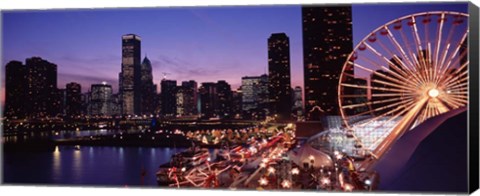 Framed Ferris wheel at Dusk, Navy Pier, Chicago Print