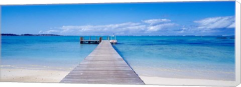 Framed Jetty on the beach, Mauritius Print