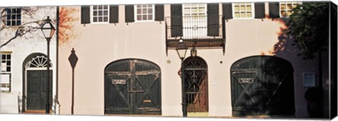 Framed Historic houses in Rainbow Row, Charleston, South Carolina Print