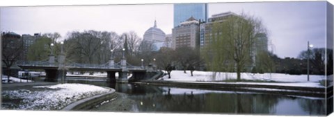 Framed Snow in Boston Public Garden, Suffolk County, Massachusetts Print