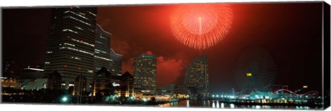 Framed Fireworks Display, Minato Mirai, Yokohama, Japan 2010 Print