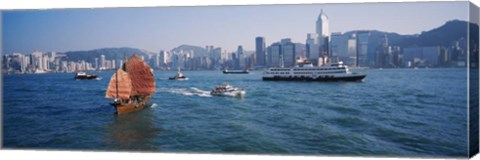 Framed Waterfront Buildings, Kowloon, Hong Kong, China Print