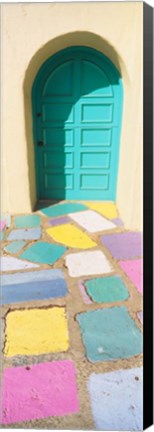 Framed Colored Tiles of a Door in Balboa Park, San Diego, California Print