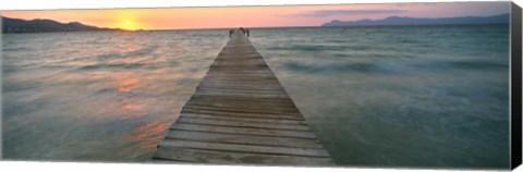 Framed Alcudia Pier at Sunset, Majorca, Spain Print