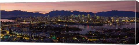 Framed Vancouver at Dusk, British Columbia, Canada Print