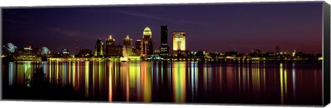 Framed Louisville, KY at Night Print