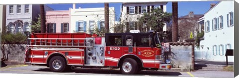 Framed Fire Truck, Charleston, South Carolina Print