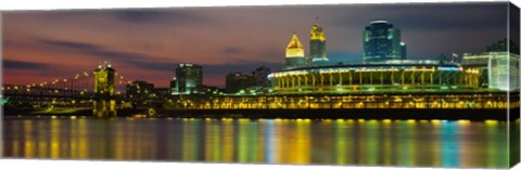 Framed Cincinnati Buildings at Night, Ohio Print