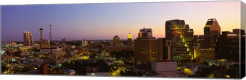 Framed San Antonio, Texas Buildings at Dusk Print