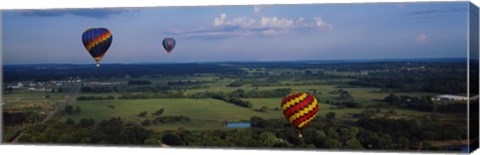 Framed Hot air balloons floating in the sky, Illinois River, Tahlequah, Oklahoma, USA Print