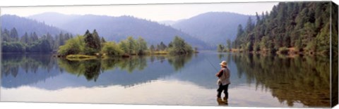 Framed Fishing, Lewiston Lake, California Print