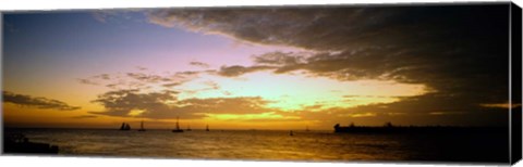 Framed Key West Sea at Sunset, Monroe County, Florida Print