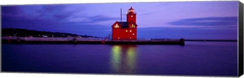 Framed Big Red Lighthouse at Dusk, Holland, Michigan Print