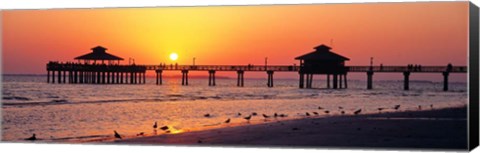 Framed Sunset at Fort Myers Beach, FL Print