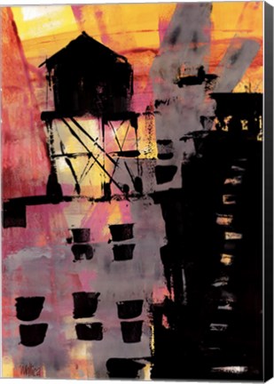 Framed Rooftops In Pink Print