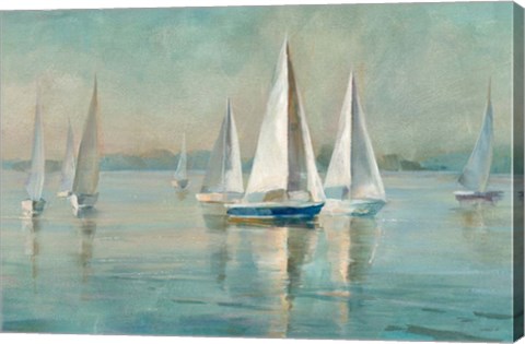 Framed Sailboats at Sunrise Print