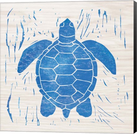 Framed Sea Creature Turtle Blue Print