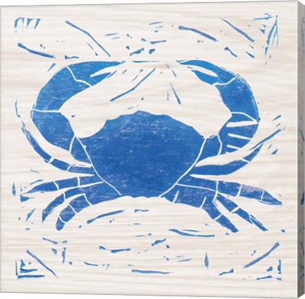 Framed Sea Creature Crab Blue Print