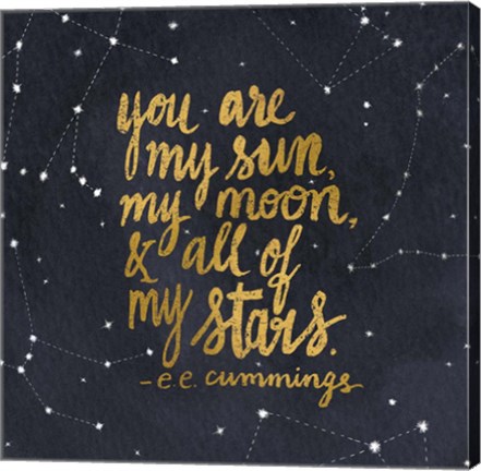 Framed Starry Words III Gold Print