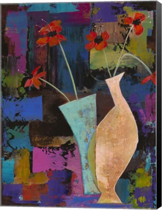 Framed Abstract Expressionist Flowers I Print