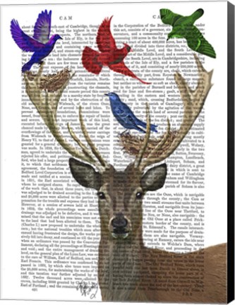 Framed Deer &amp; Birds Nests Print