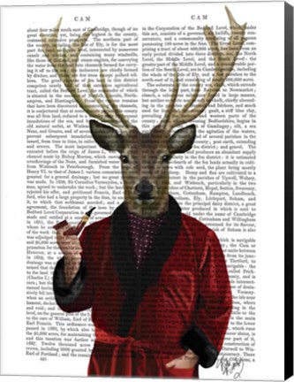 Framed Deer in Smoking Jacket Print