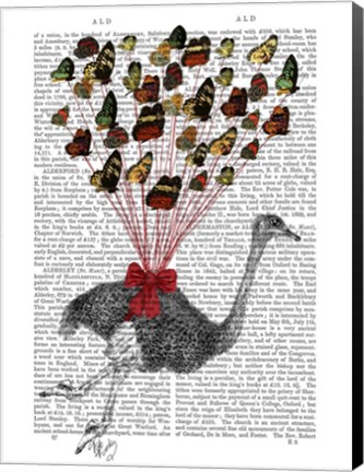 Framed Ostrich Flying with Butterflies Print