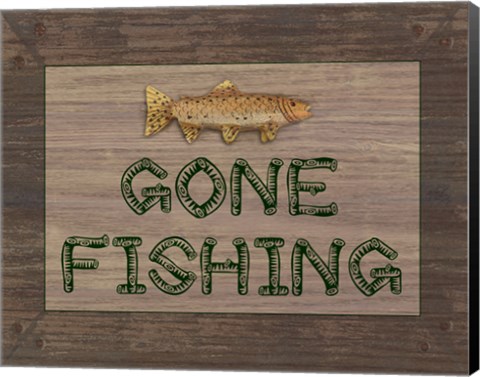 Framed Gone Fishing Sign Print