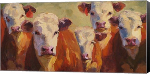 Framed Party of Five Herefords Print