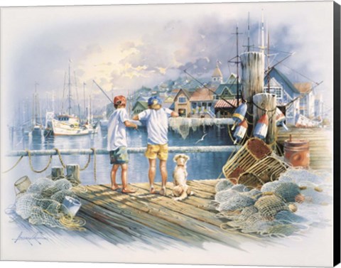 Framed Fishing Dock A Print