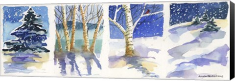 Framed Birch  Quadtych Print