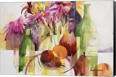 Framed Cosmos, Bottles And Pears Print