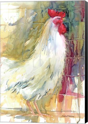 Framed White Rooster Print