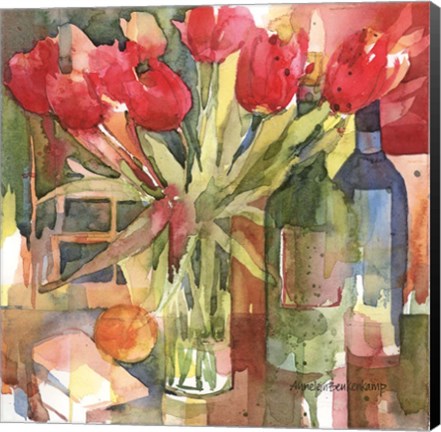 Framed Bottles &amp; Blooms Print