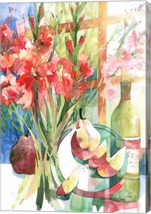 Framed Pears &amp; Gladiolas Print