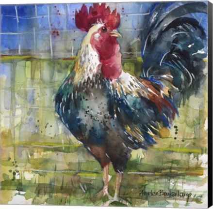 Framed Fenced Fowl Print