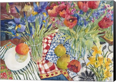 Framed Flowers and Fruit Print