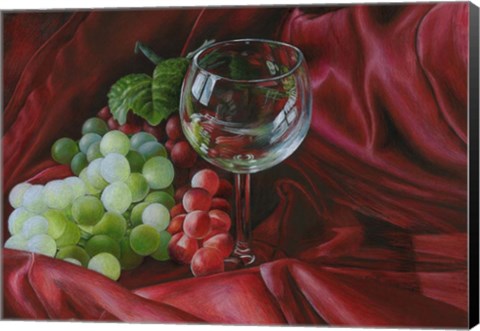 Framed Red Satin and Grapes Print