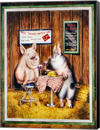 Framed Wine, Dine &amp; Swine Print