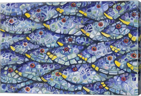 Framed Mosaic School At Sea Print