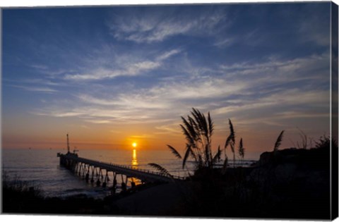 Framed Pierfect Sunset Silhouette Print