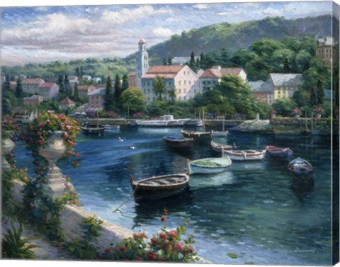 Framed Harbor Boats Print