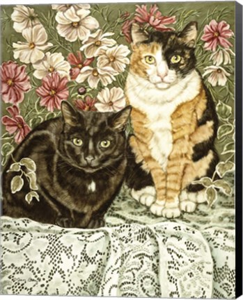 Framed Cosmos &amp; Lace Print