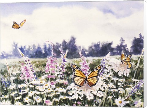 Framed Wild Flowers &amp; Butterflies Print