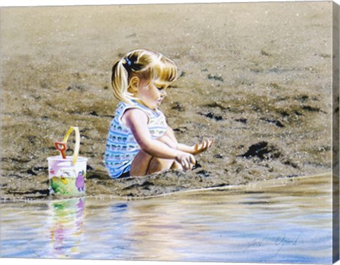 Framed Playing In The Sand Print