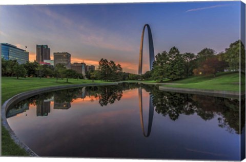 Framed Gateway Arch Reflection Sunset Print