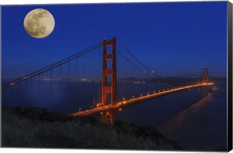 Framed Golden Gate Bridge Full Moon Print