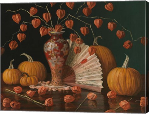 Framed Chinese Lanterns Pumpkin And Fan Print