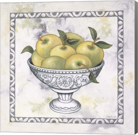 Framed Green Apples In A Silver Bowl Print