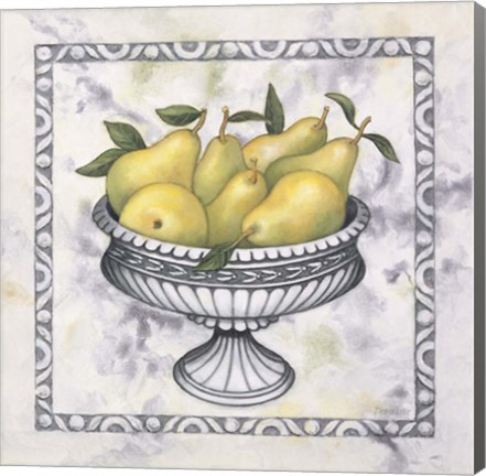 Framed Pears In A Silver Bowl Print